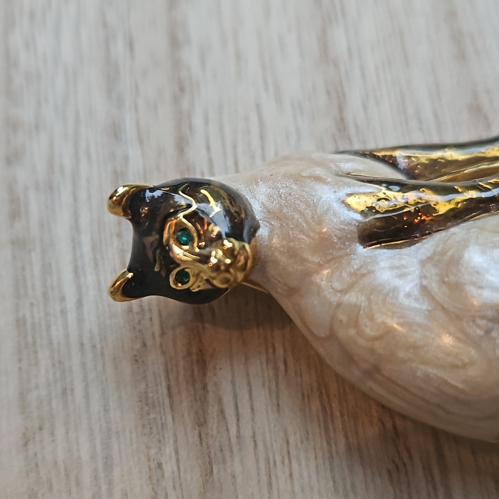 Vintage Enamel Cat Brooch - Picture 2 of 5